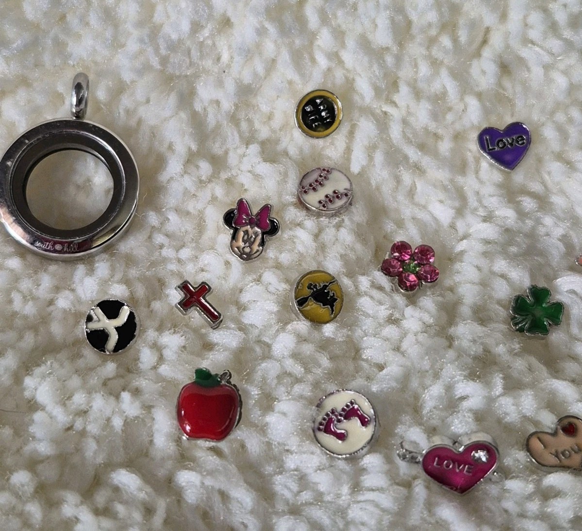 Charm Holder With Magnetic Closure Necklace And 30 Charms Good Condition