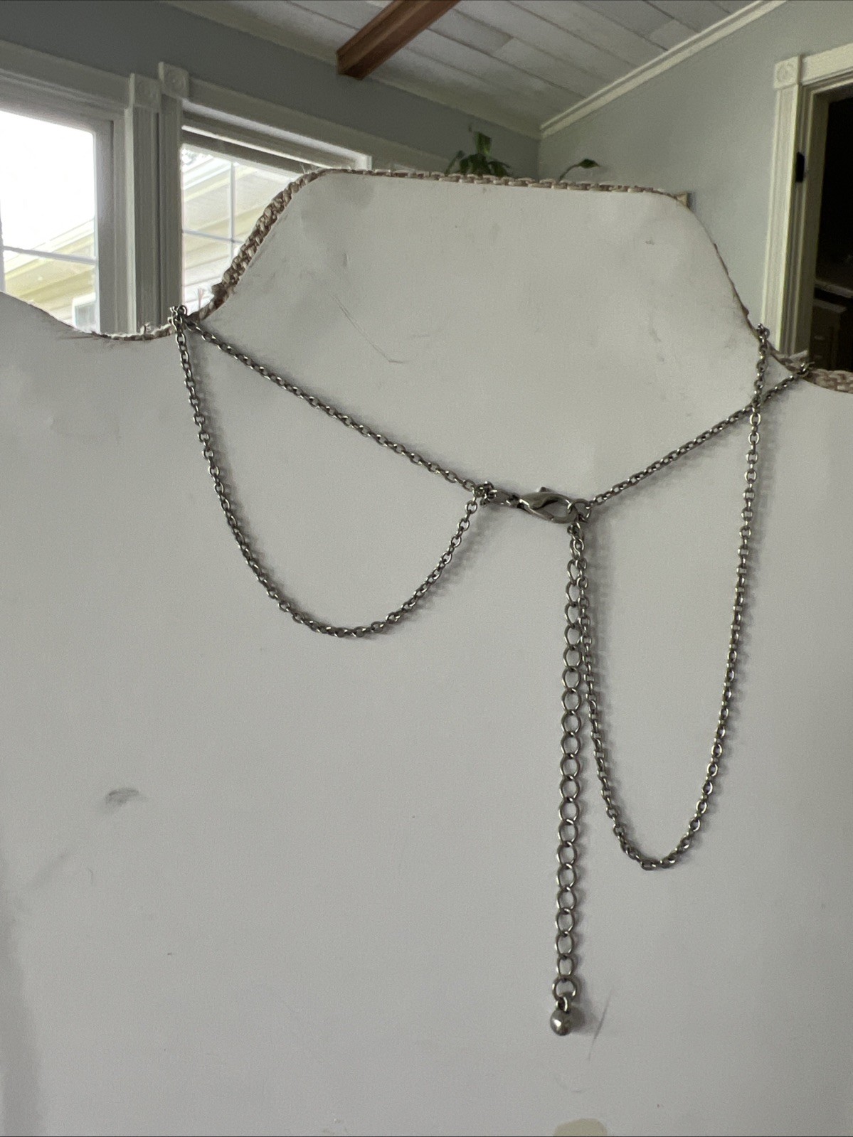Women Long Retro Bohemian Ethnic Silver Diamond Shape Chip Metal Chain Dress