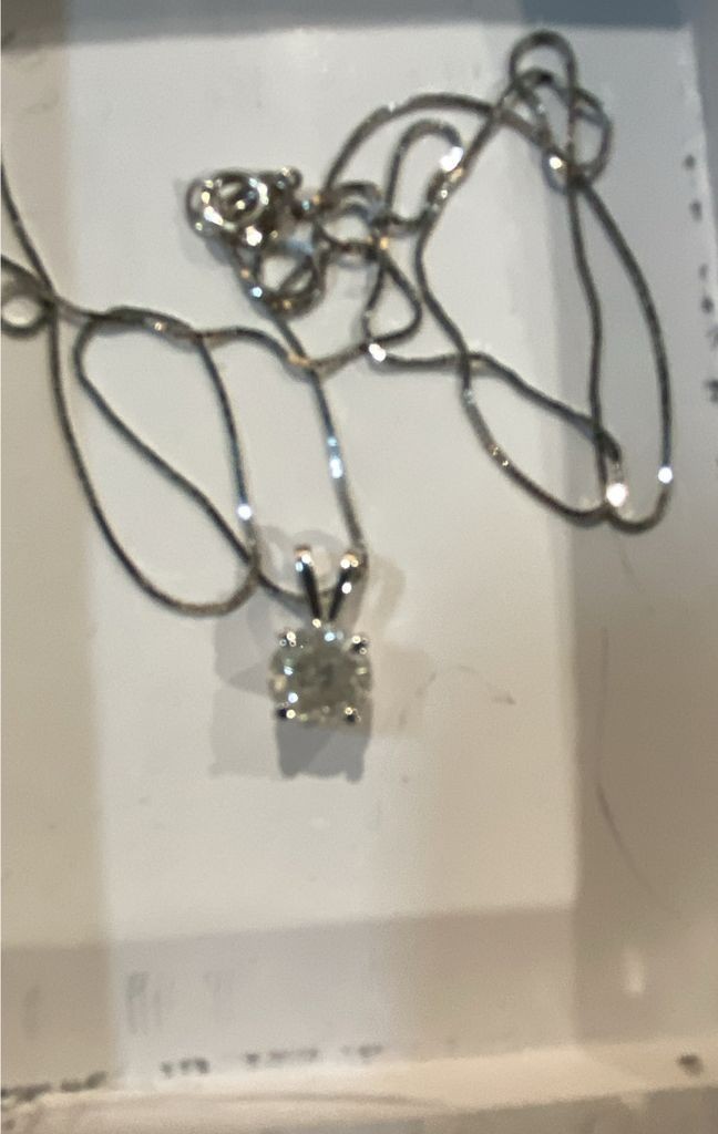 GENUINE Diamond SOLITAIRE PENDANT NECKLACE 14k WHITE