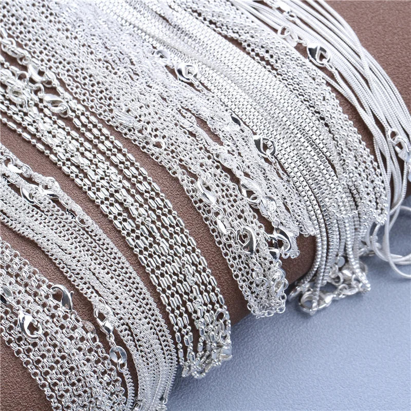 1pc 925 Sterling Silver 16-30″” Rolo Bead Figaro Chain Necklace