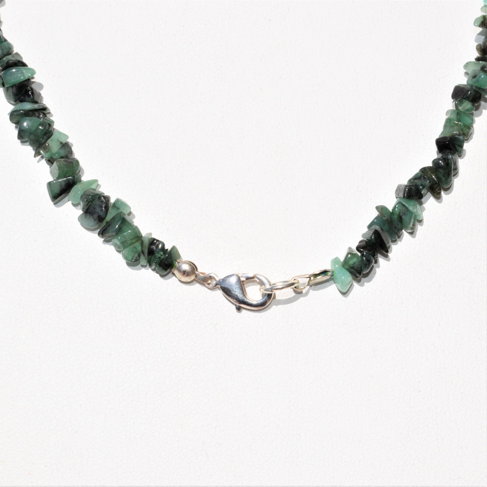 CHARGED Premium Malachite Crystal Chip 18″ Necklace + Baby Selenite Puffy Heart