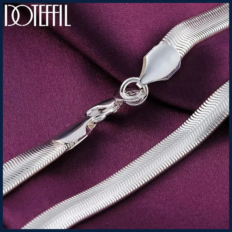 DOTEFFIL 925 Sterling Silver 16/18/20/22/24 Inch 6mm Flat Snake Chain