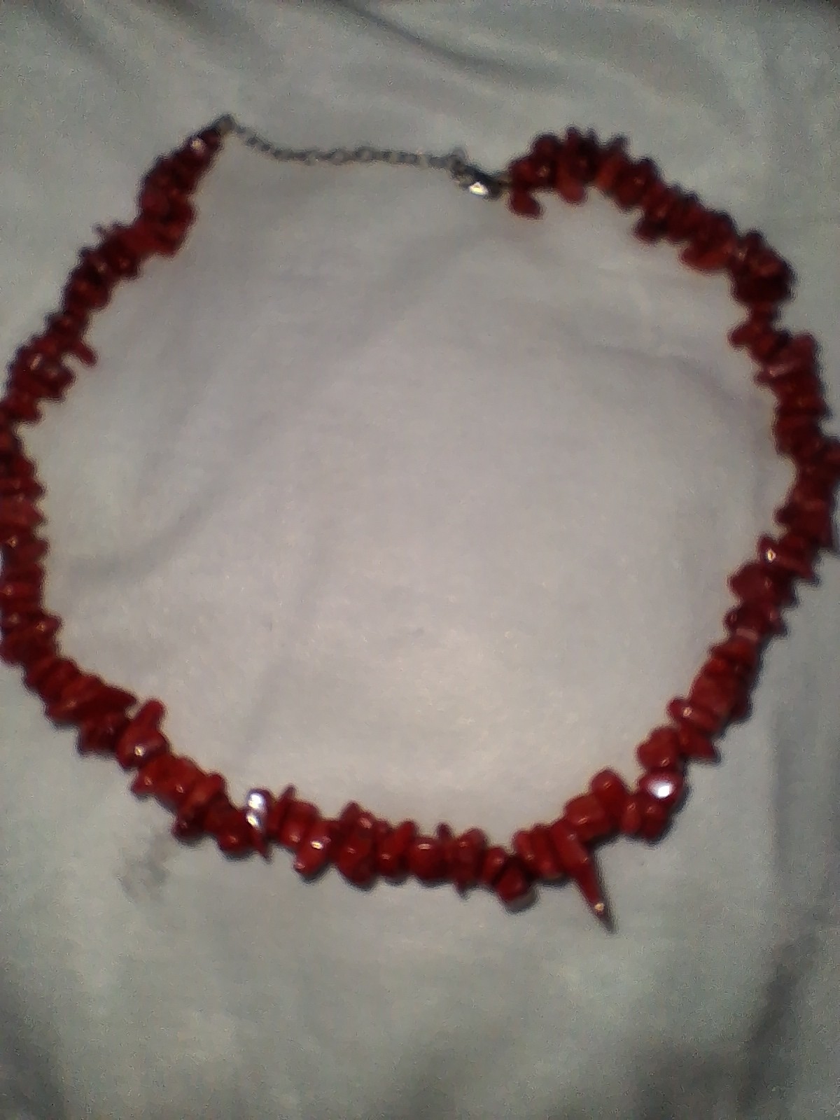 Red Coral Chip Choker Necklace. Clasp Is. 935