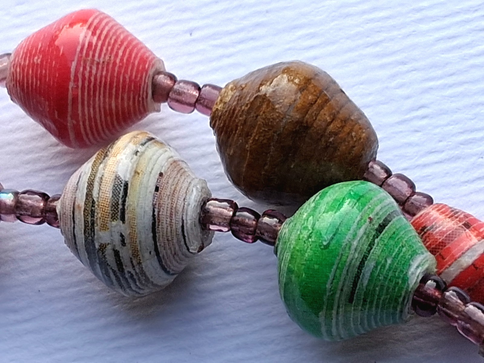 authentic Signed bead for life paper bead bohemian necklace 40 inch strand