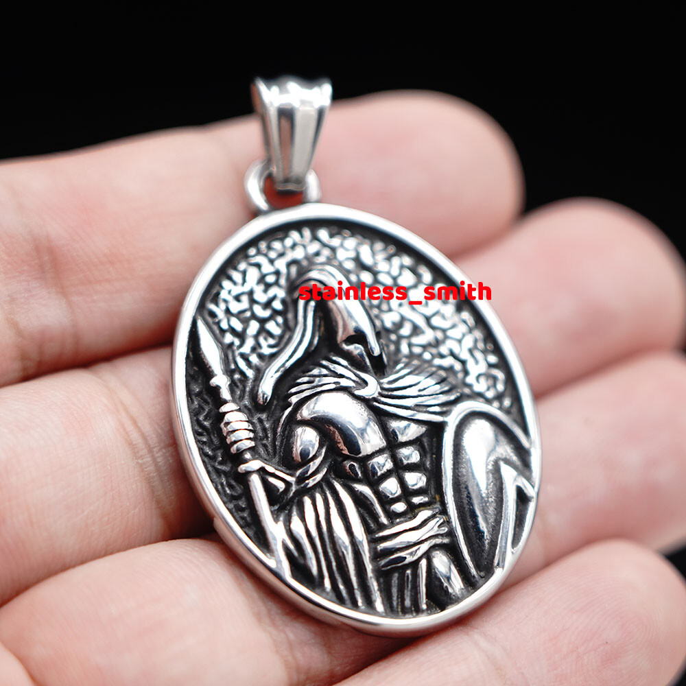 Stainless Steel Cool Mens Boys Greek Spartan Helmet Pendant Necklace For Men