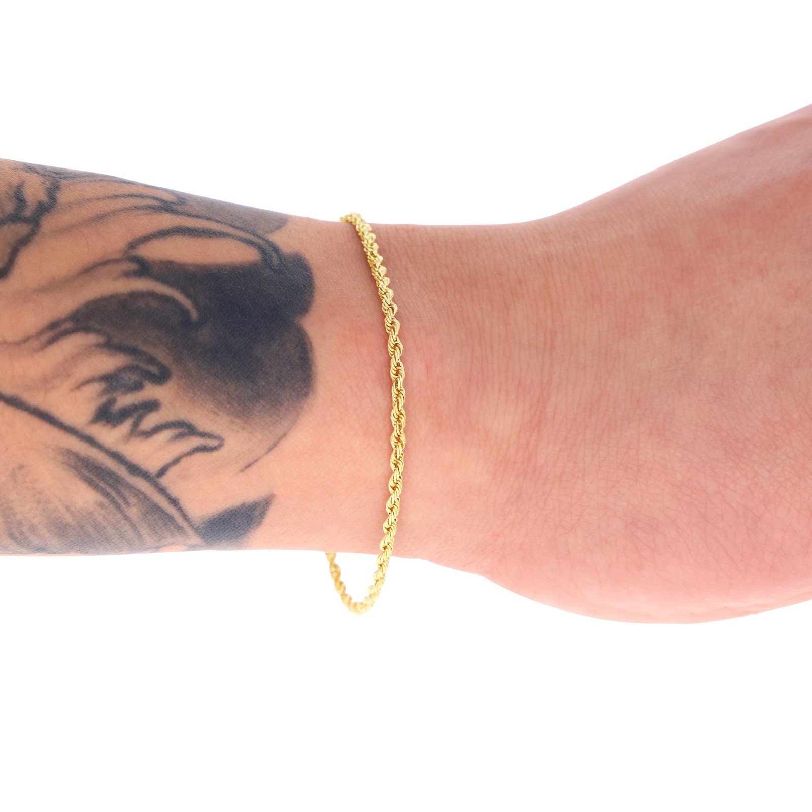 10K Yellow Gold 2mm-7mm D/C Rope Chain Bracelet Men Women 7″ 7.5″ 8″ 8.5″ 9″