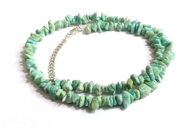 A++ Natural Amazonite Smooth Uncut Chips Gemstone Beaded Handmade Necklaces 18”