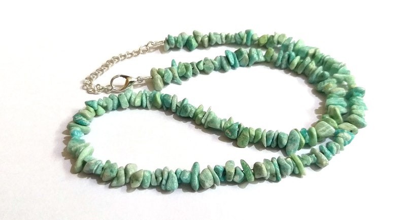 A++ Natural Amazonite Smooth Uncut Chips Gemstone Beaded Handmade Necklaces 18”