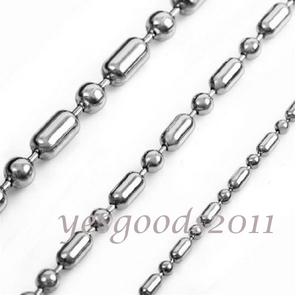 1.5mm-4mm 10″-100″ Silver Stainless Steel Ball & Oval Bead Necklace Chain HN14