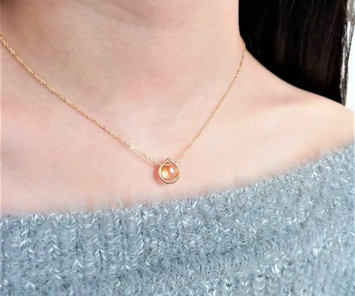 Citrine Necklace, November Birthstone /Handmade Jewelry/ Necklaces