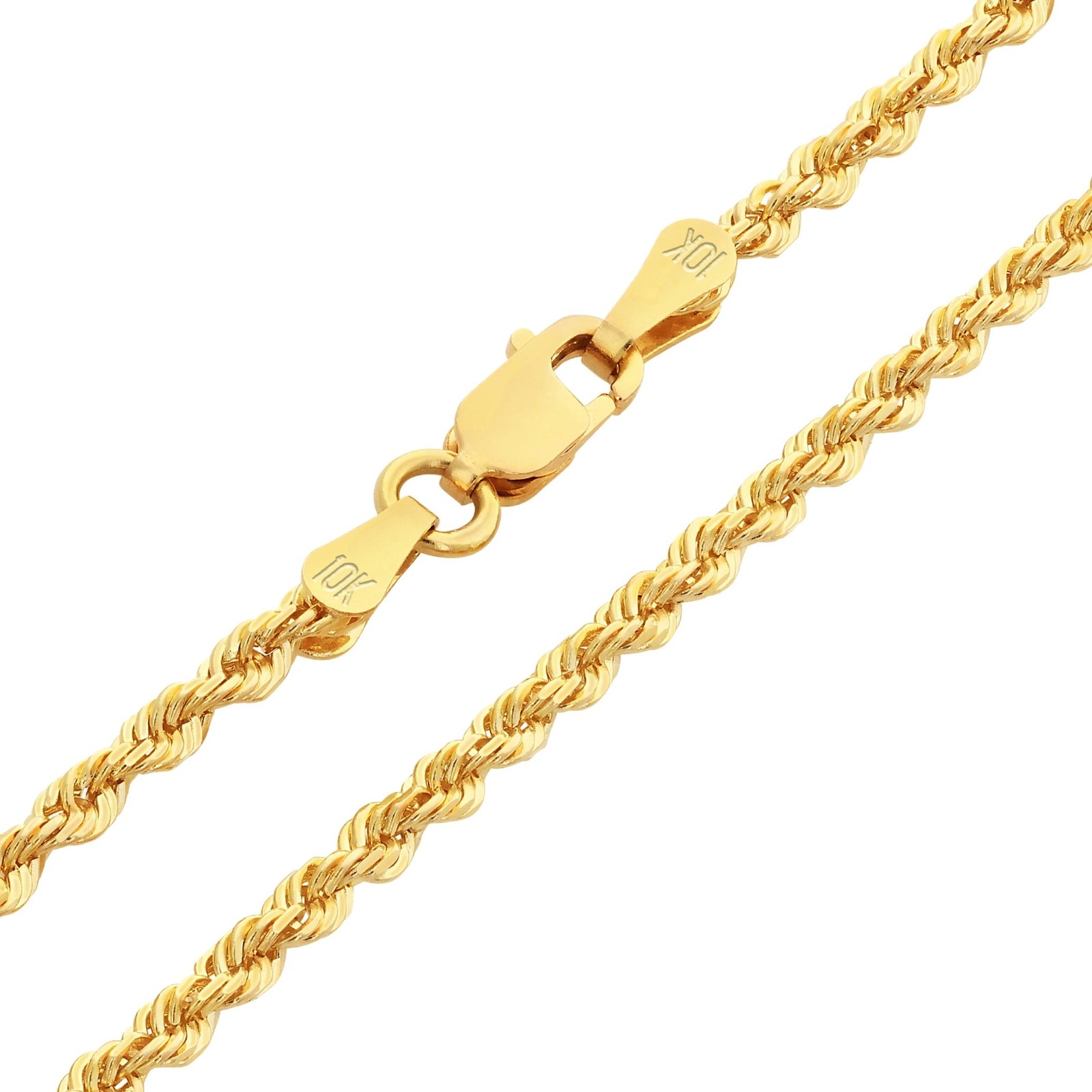 10K Yellow Gold 2mm-7mm D/C Rope Chain Bracelet Men Women 7″ 7.5″ 8″ 8.5″ 9″