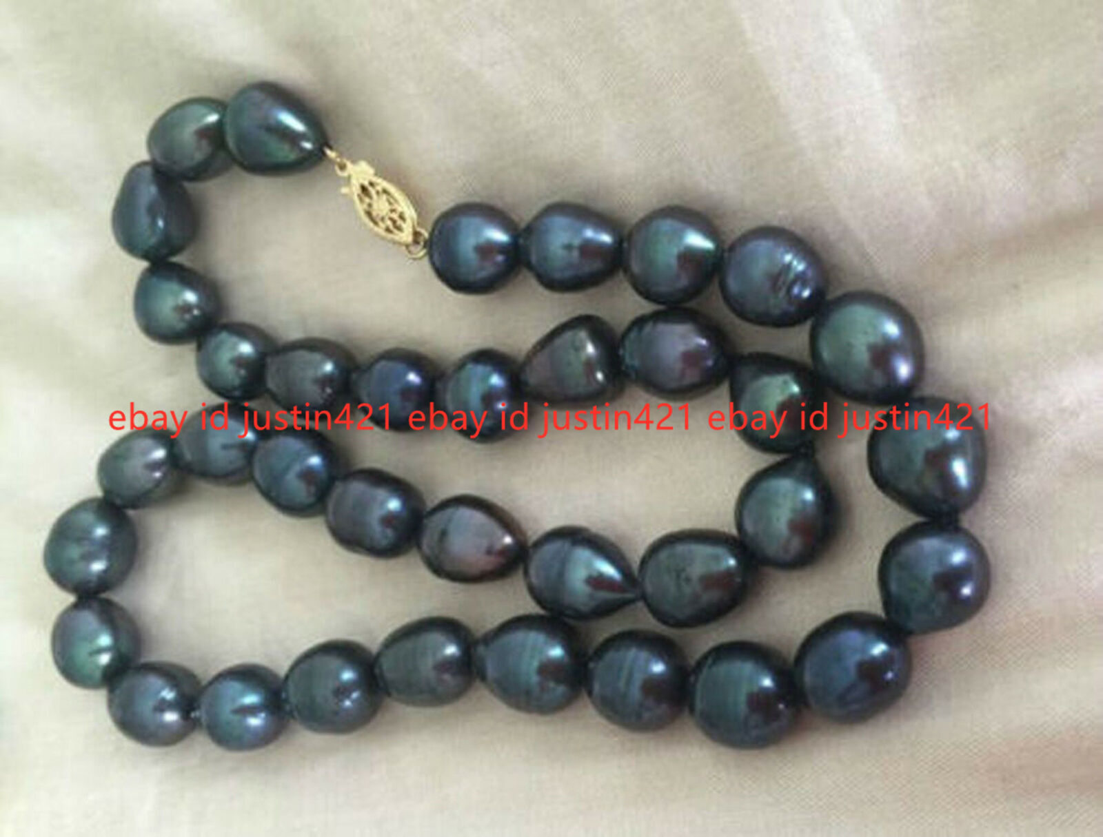 Natural 10-12mm Baroque Freshwater Black Pearl Beads Necklace 14-36”