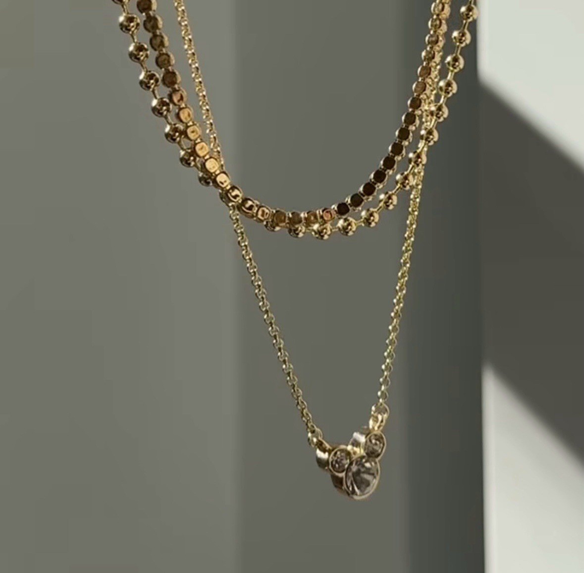 NEW Baublebar Mickey Mouse Layered Necklace °O° Gold-Tone Pavé