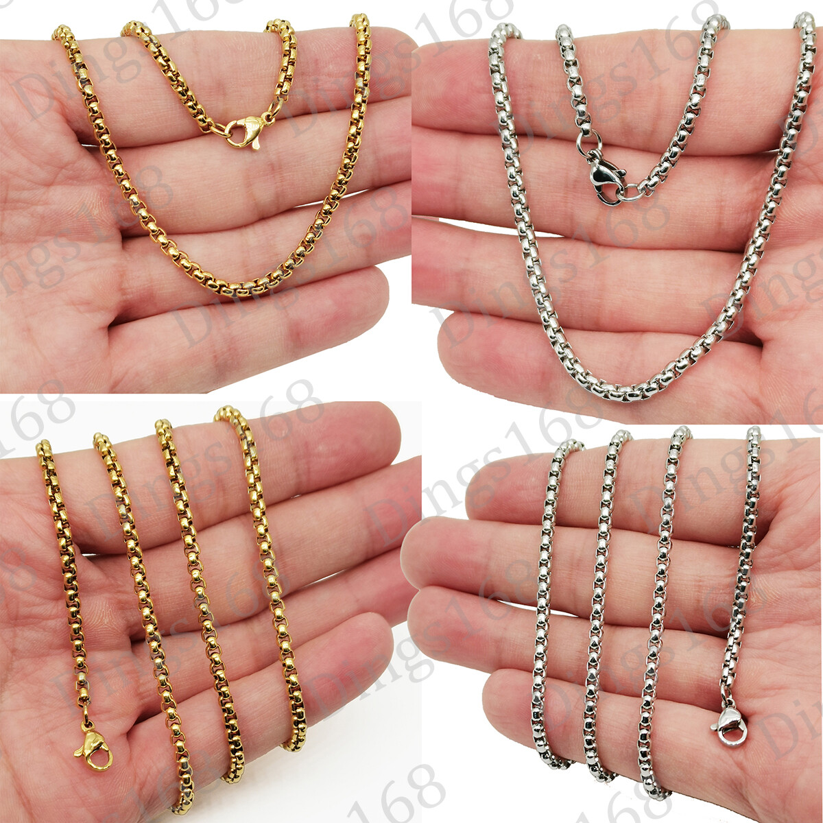 Genuine 18K Gold Filled Tarnish-Resist Italian Classic Round Box Chain Necklace