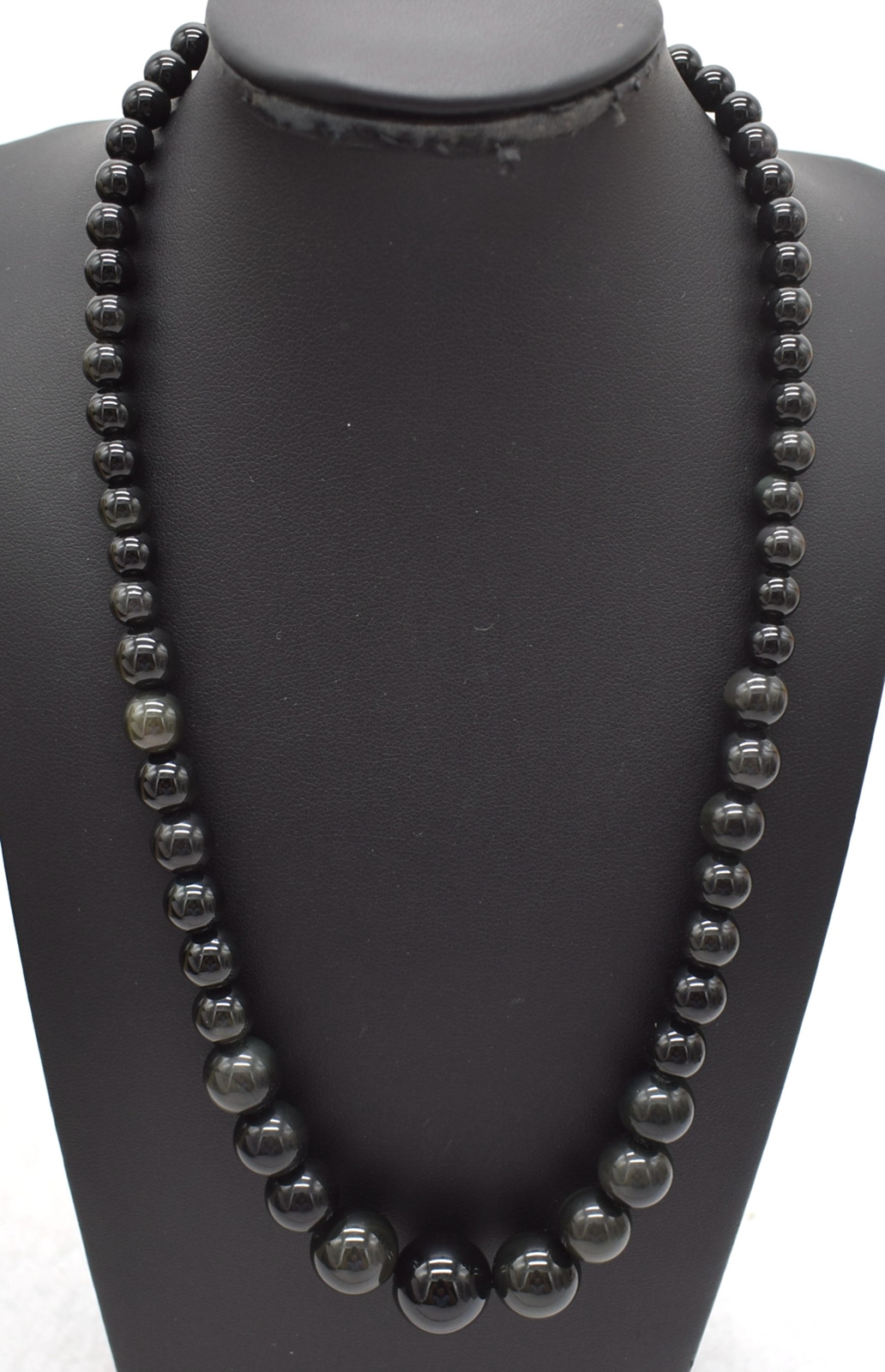 Natural Beautiful 6-14mm Black Obsidian Round Gemstone Beaded Necklace16-24in