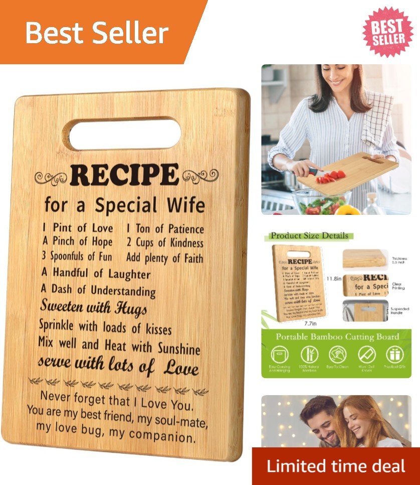 Heartfelt Cutting Board for Wife: Ideal for Anniversary and Special Occasions
