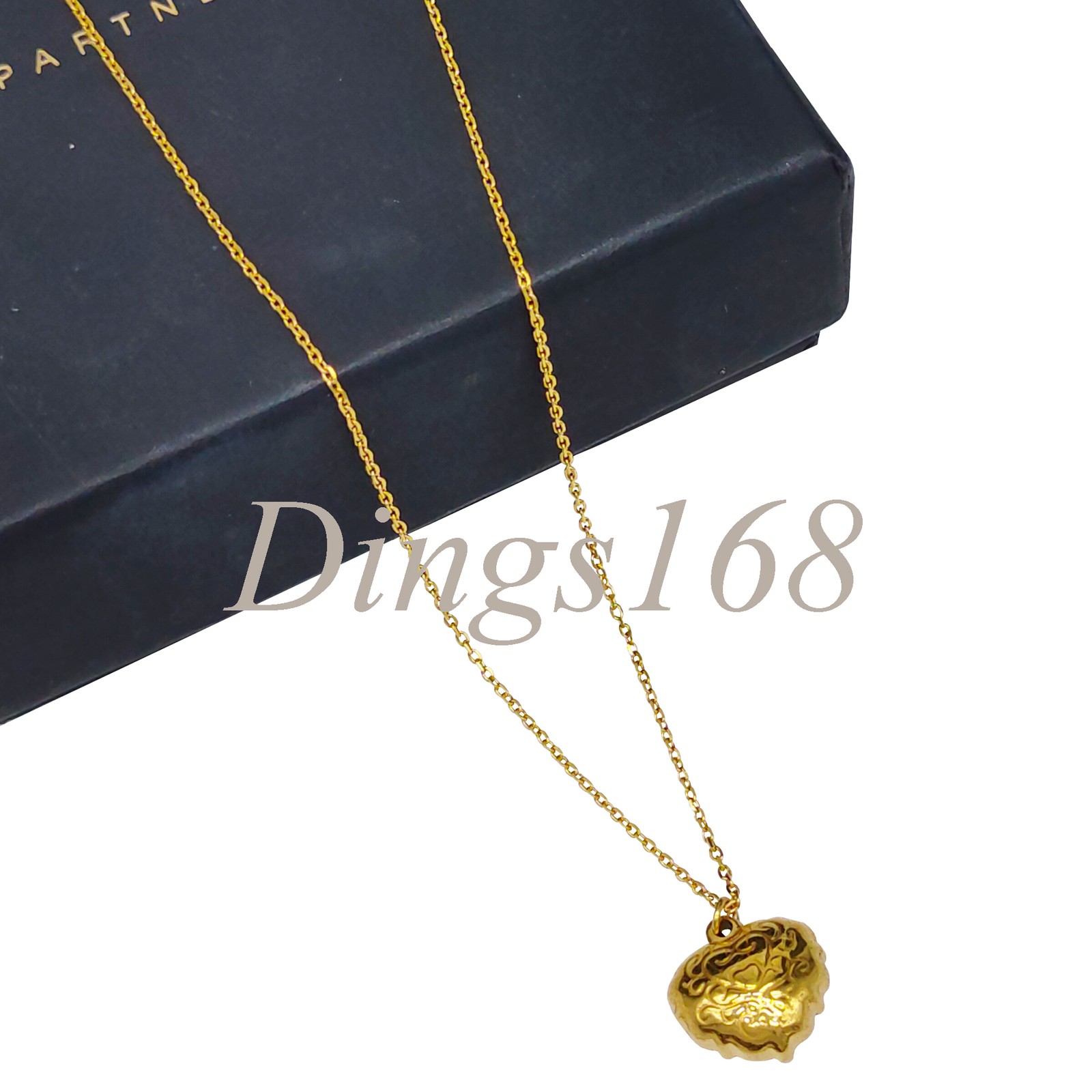 18K Yellow Gold Filled White Seashell Heart Pendant 17+2inch Rolo Chain Necklace