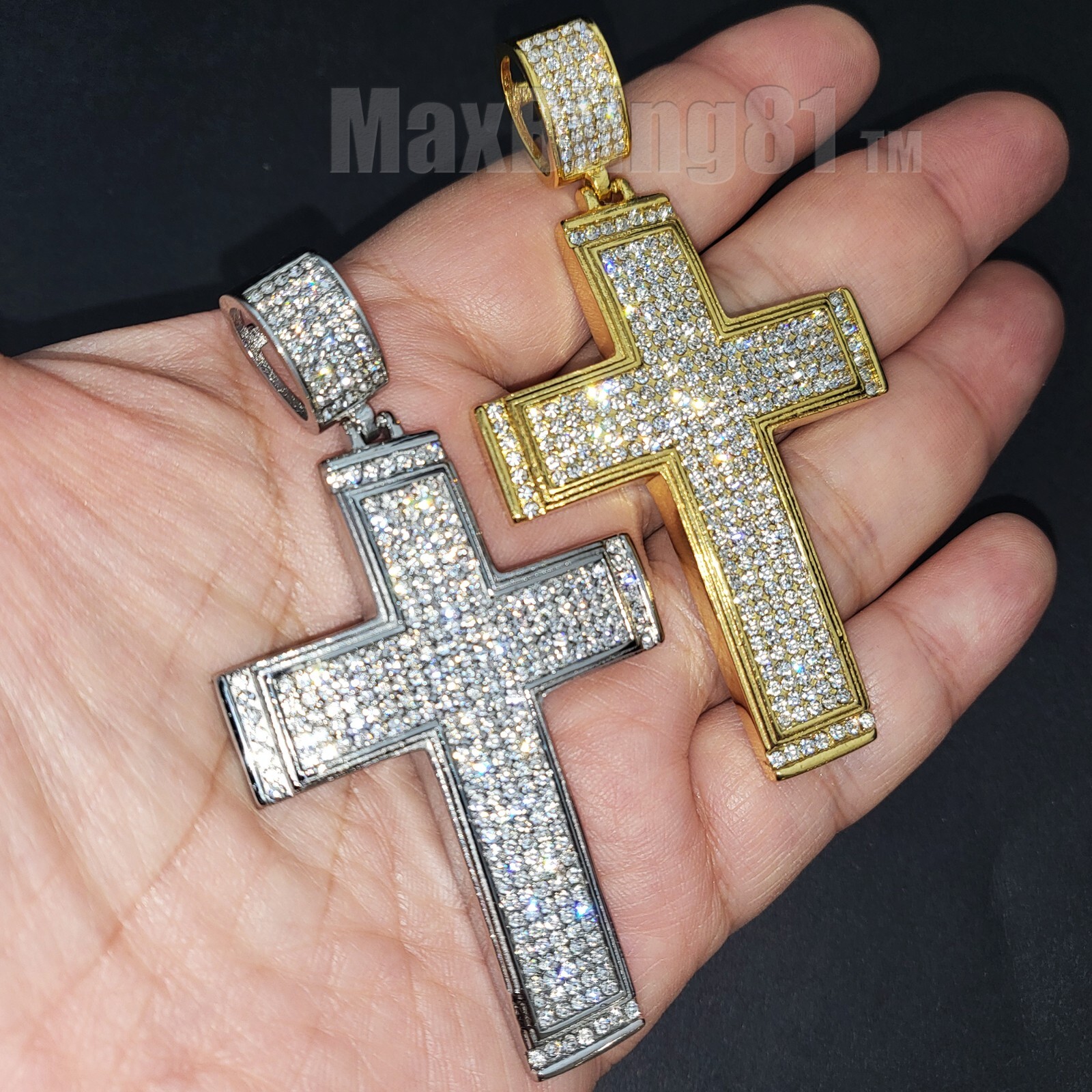 Hip Hop Stainless steel Simulated Diamond Large Cross Full Iced Charm Pendant