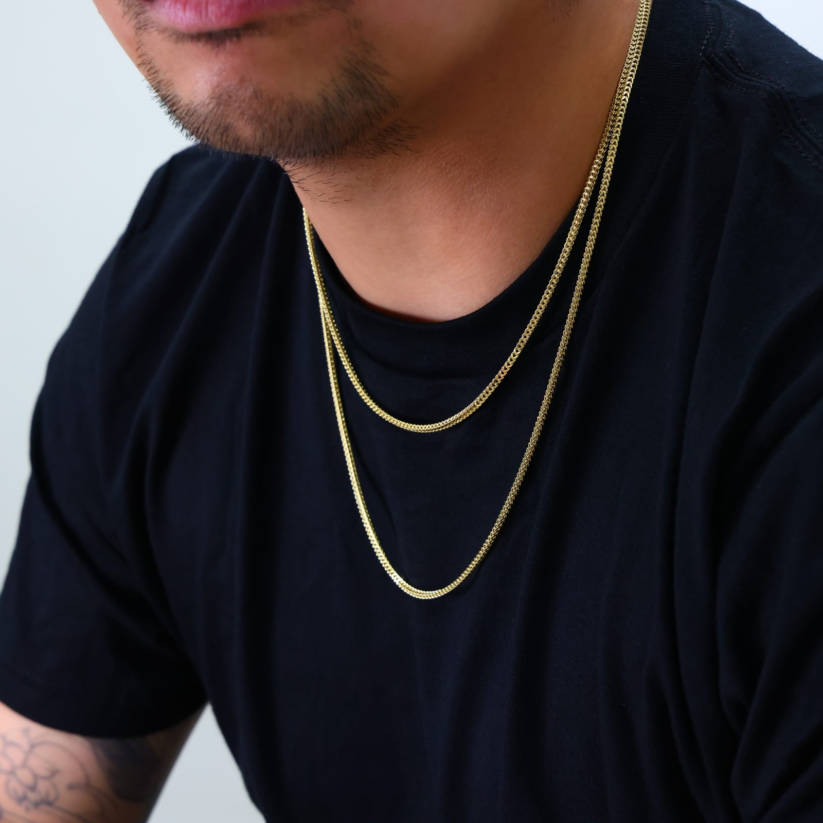 10K Yellow Gold Womens 2.5mm Franco Square Box Foxtail Wheat Necklace Chain 18″