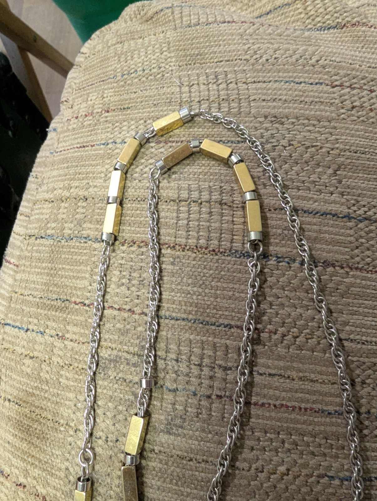Silver And Gold Colored Necklace/Extra Long. Nice Piece For Everyday Wear