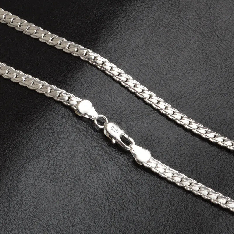 925 Sterling Silver 5mm Full Side Chain Necklace Men’s and Women’s Jewelry Gifts
