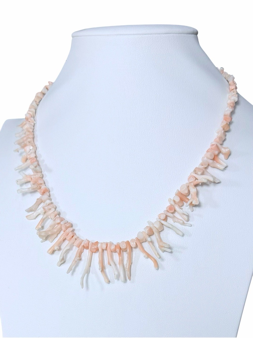 1940s To 1960s Vintage Antique Delicate Pink Coral Branch Necklace 16” Angel