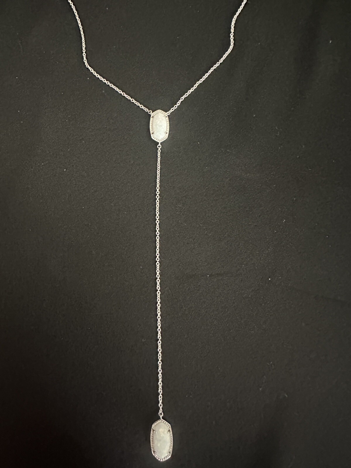 Kendra Scott Ellison Y Necklace White Kyocera Opal/ Rhodium