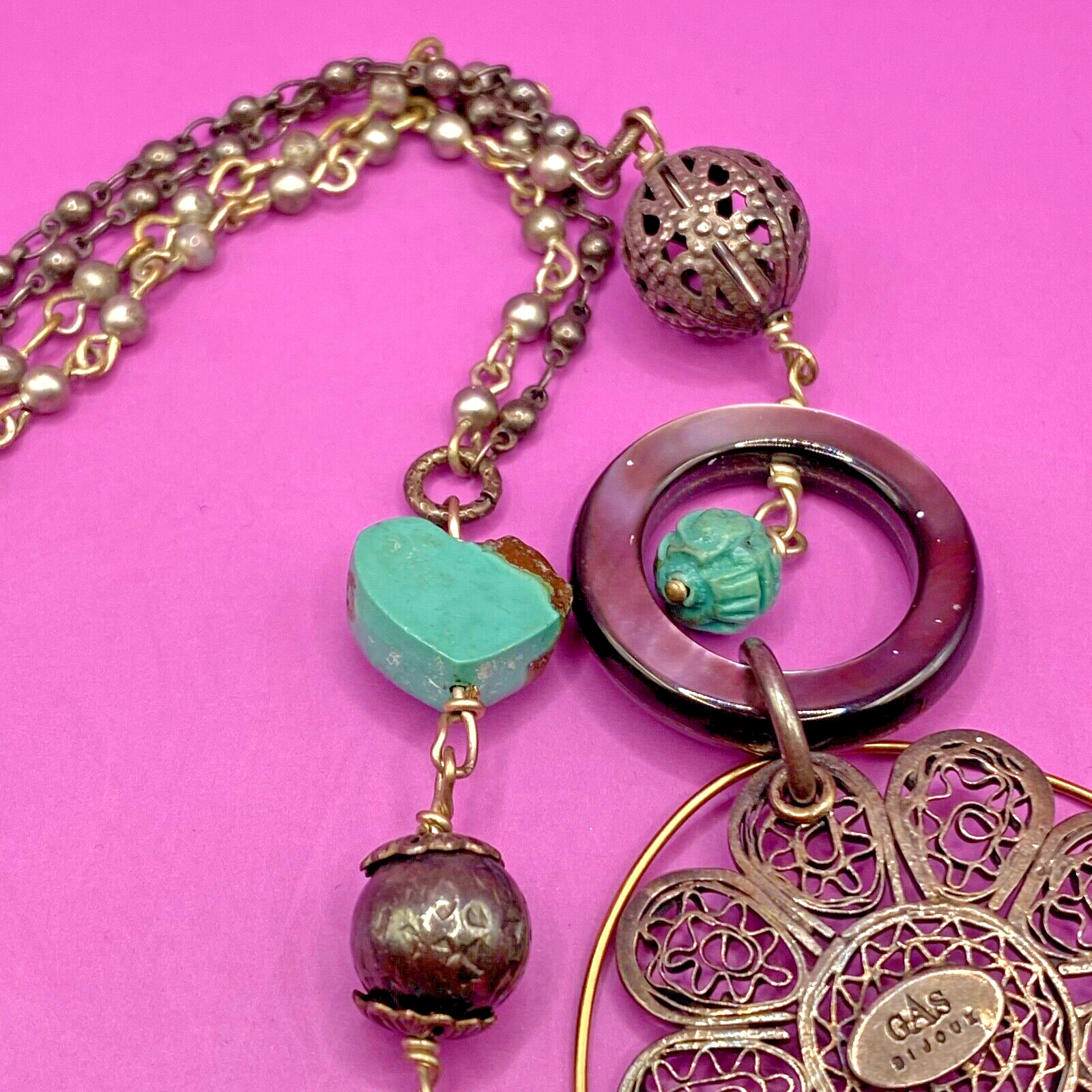 VTG GAS Bijoux Long Necklaces Costume Jewellery France Gift BOHO Multicolour