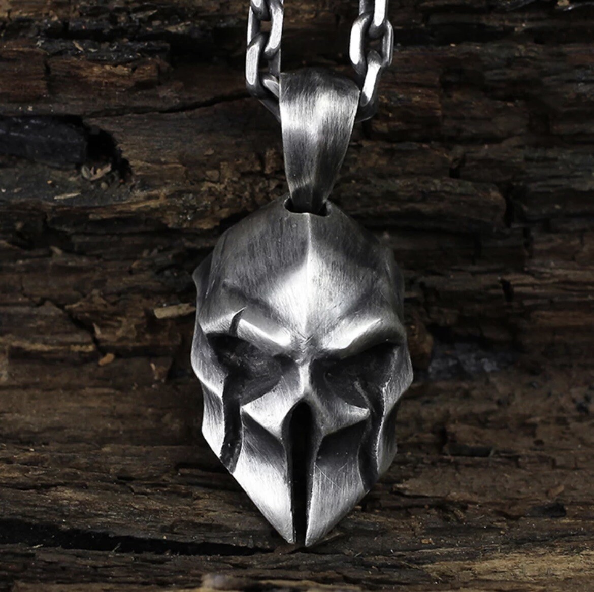 Men’s Fashion Jewelry Silver Skull Roman Warrior Helmet Pendant Necklace 157