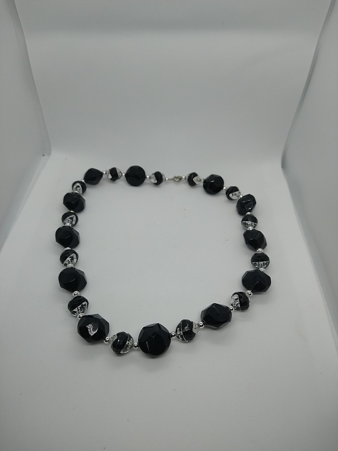 Necklace black Goth clear vintage beads vintage style retro Halloween y2k 1990′