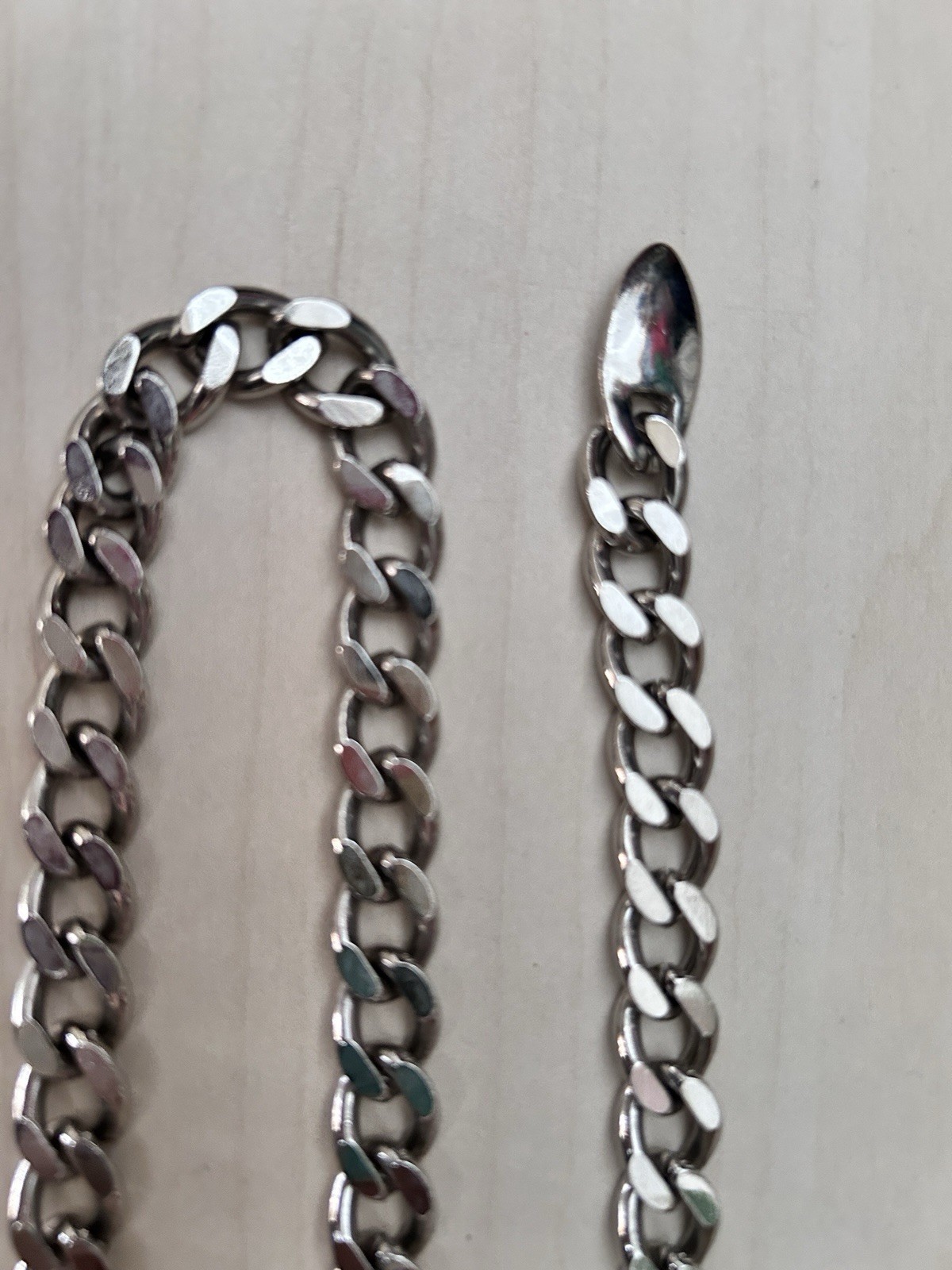 Silver Tone Stainless Steel Curb Link Chain Necklace, Buckle Closure