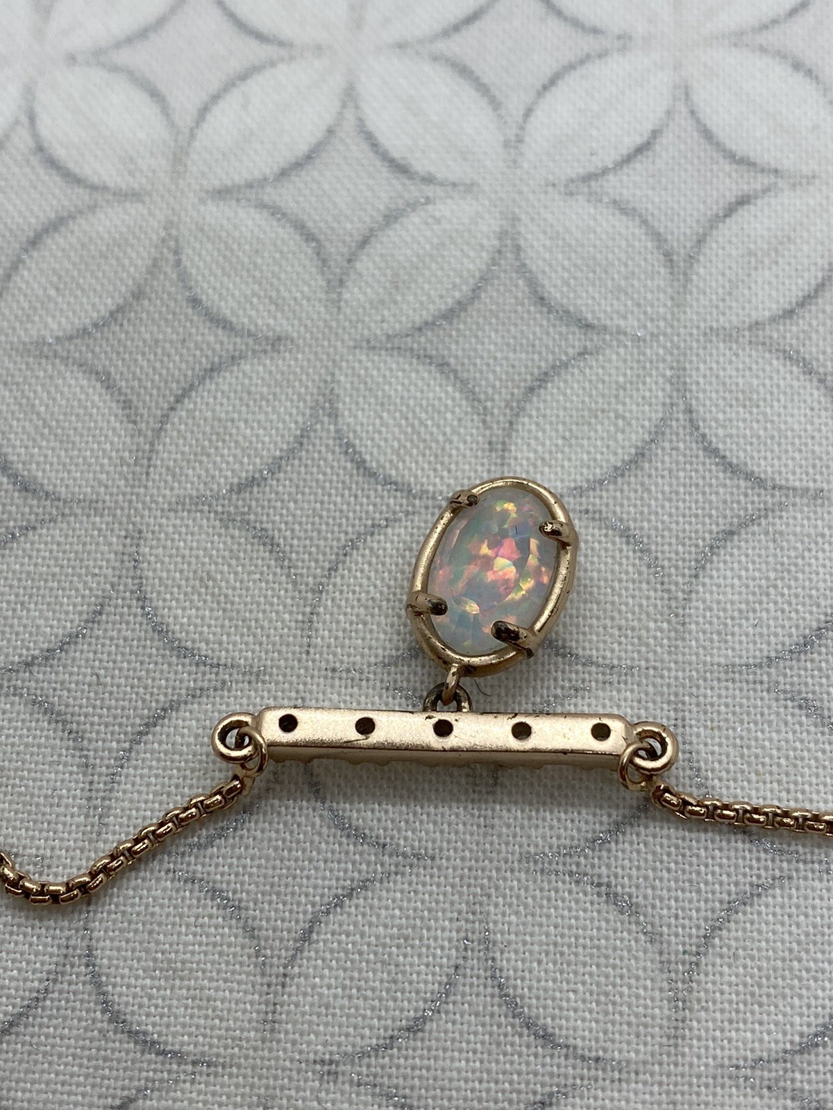 Kendra Scott Fischer Pendant Necklace White Kyocera Opal Rose Gold Tone
