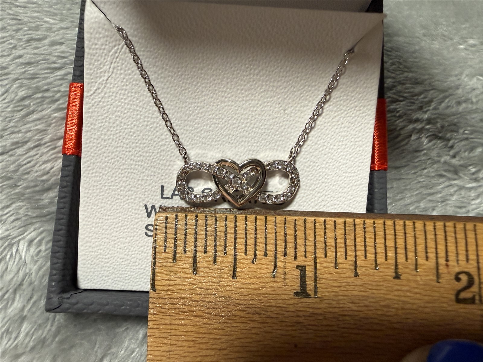 STERLING SILVER WHITE SAPPHIRE 18″ NECKLACE INFINITY HEART LAB CREATED STONE