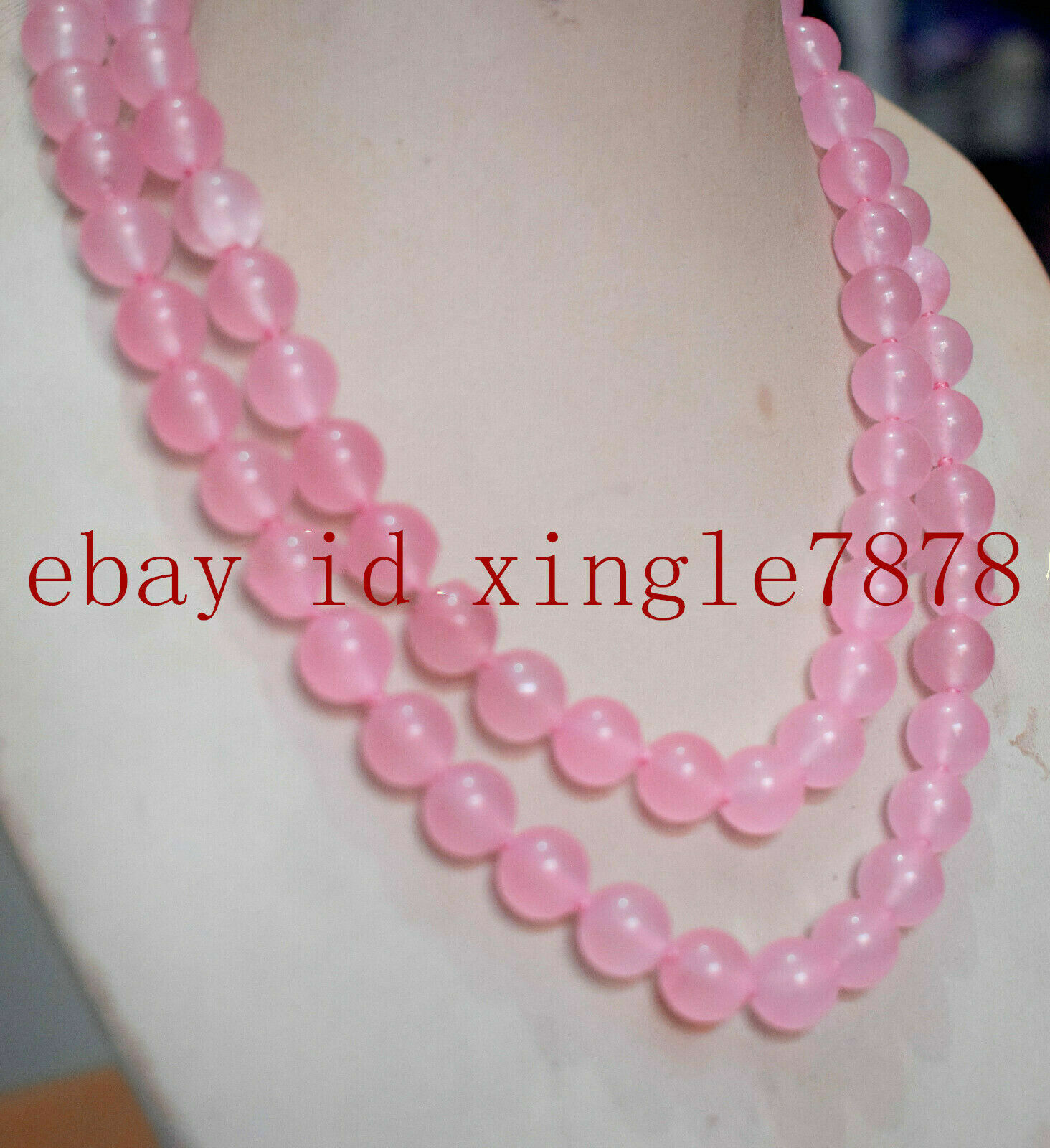 Natural 6/8/10/12mm Pink Quartz Gemstone Round Beads Necklace 36” AAA+