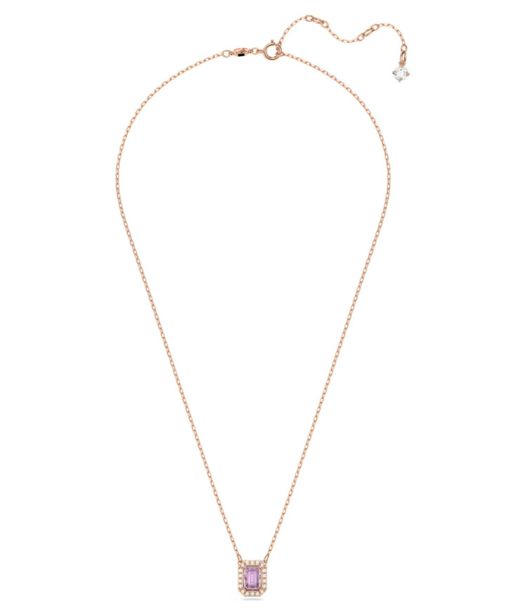 Swarovski – Una necklace – Octagon cut, Purple, Rose gold-tone plated