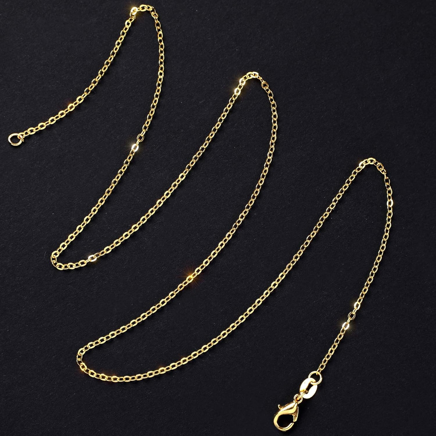 50 Pack Silver Plated Necklace Chains Bulk, Cable Chain Pack for Jewellery Makin