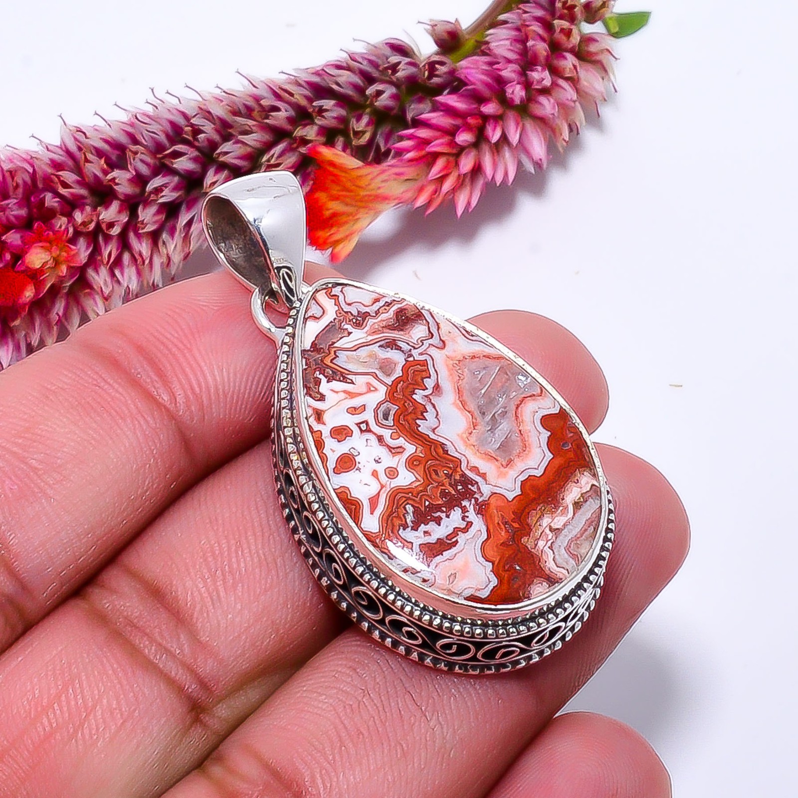 Rosetta Jasper – United State Fine Art 925 Sterling Silver Pendant 1.87″ P114313