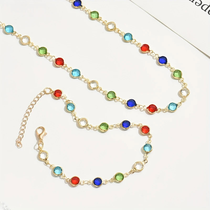 Women’s Necklace Bracelet Pendant 18K Gold Plated Stainless Steel Chain Jewelry