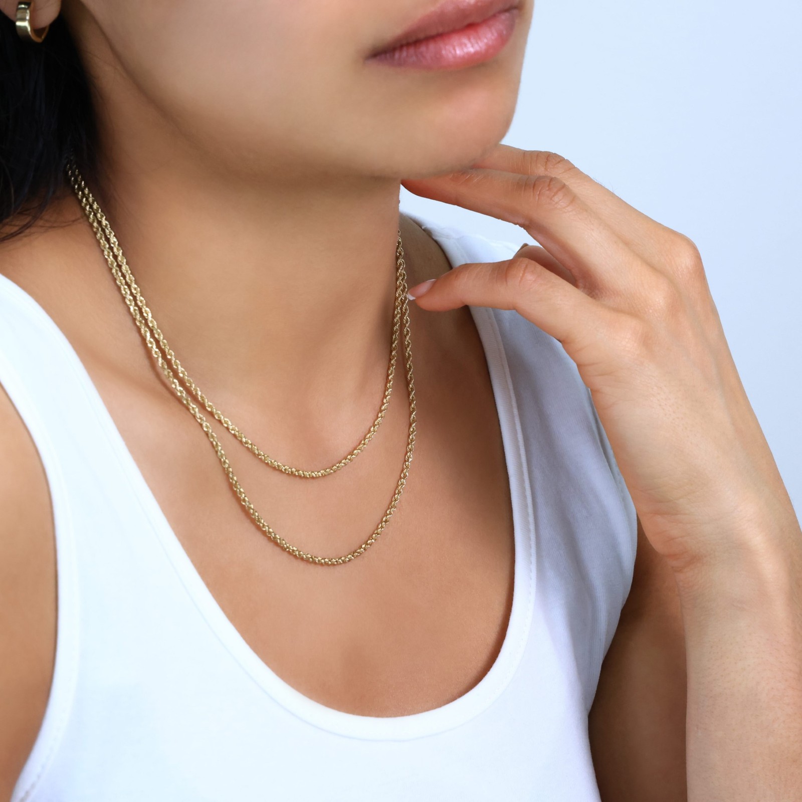 10K Yellow Gold 2mm-7mm Diamond Cut Rope Chain Necklace Men Womens 16″- 30″