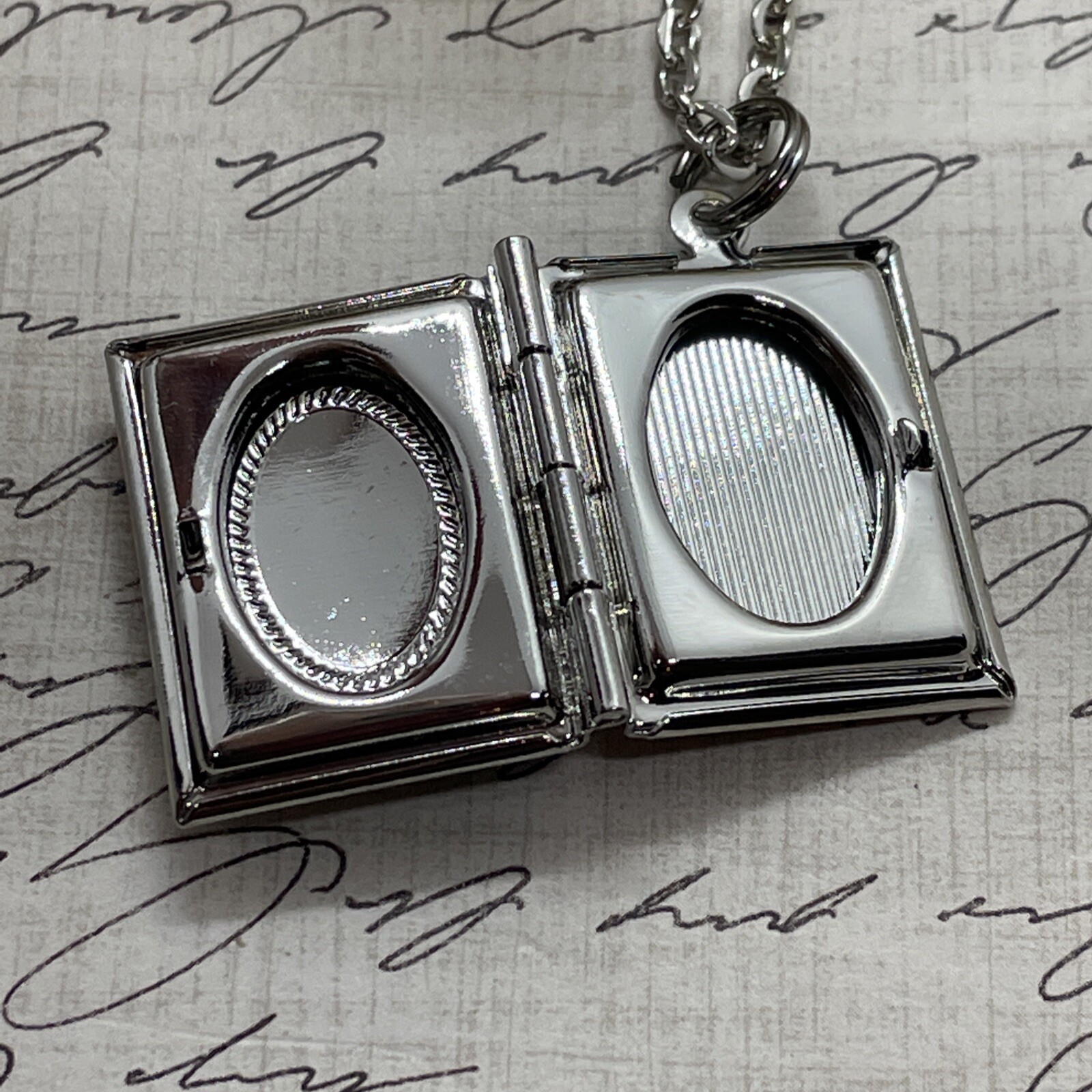Black Gothic Raven Silver New Pendant Locket Necklace Crow Photo Book birthday