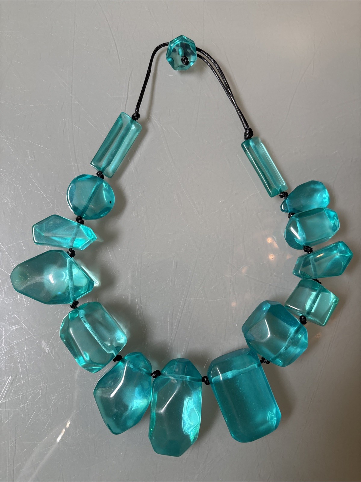 NWOT Statement Bib Chunky Turquoise Blue Stones Resin Anthropologie