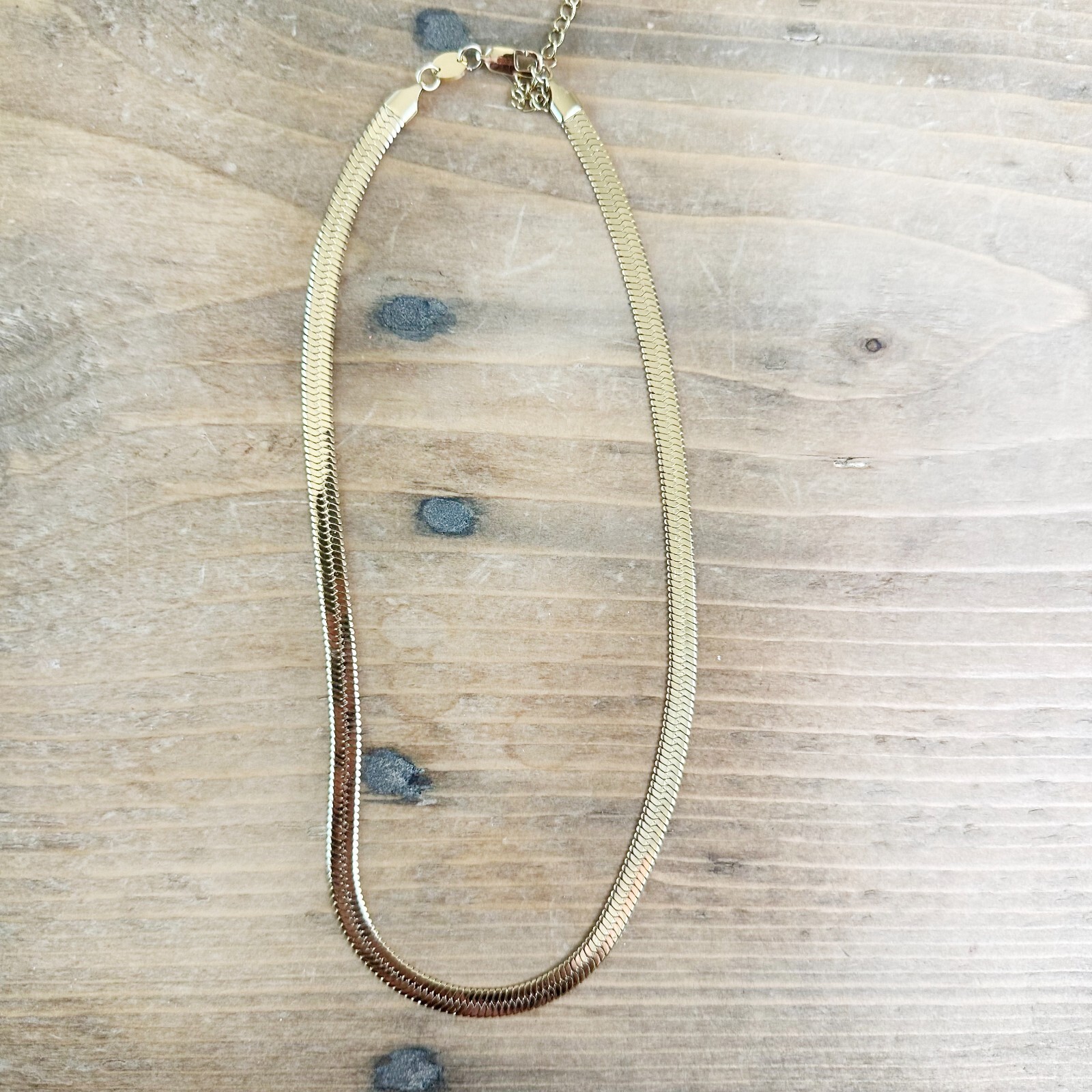 Jennifer Zeuner Hamilton Herringbone 14K Yellow Gold IP Plating Necklace 16″ NWT