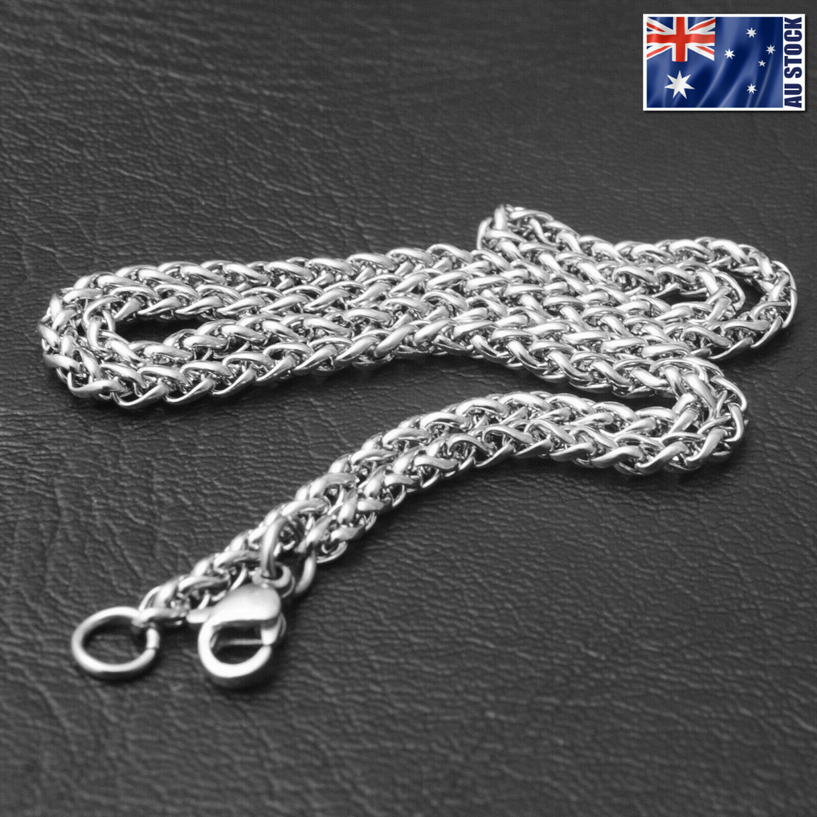 Wholesale Price Stainless Steel Silver Wheat Braided Chain Necklace Men’s Gift