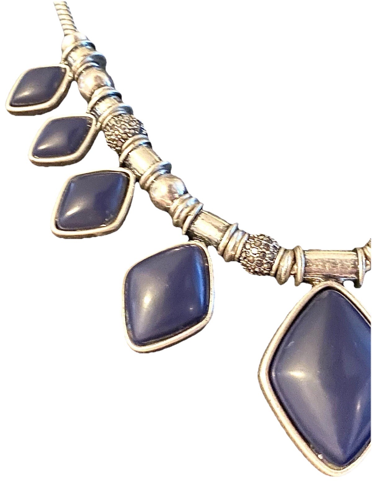 Lucky Brand Blue Teardrop Statement Necklace SilverTone VTG 17” Boho NWT Gift