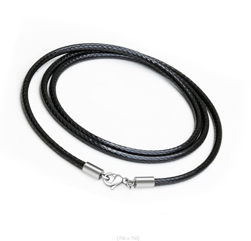 2mm Black Leather Cord Necklace Sterling Silver with Lobster Clasp 14-32″ Chain