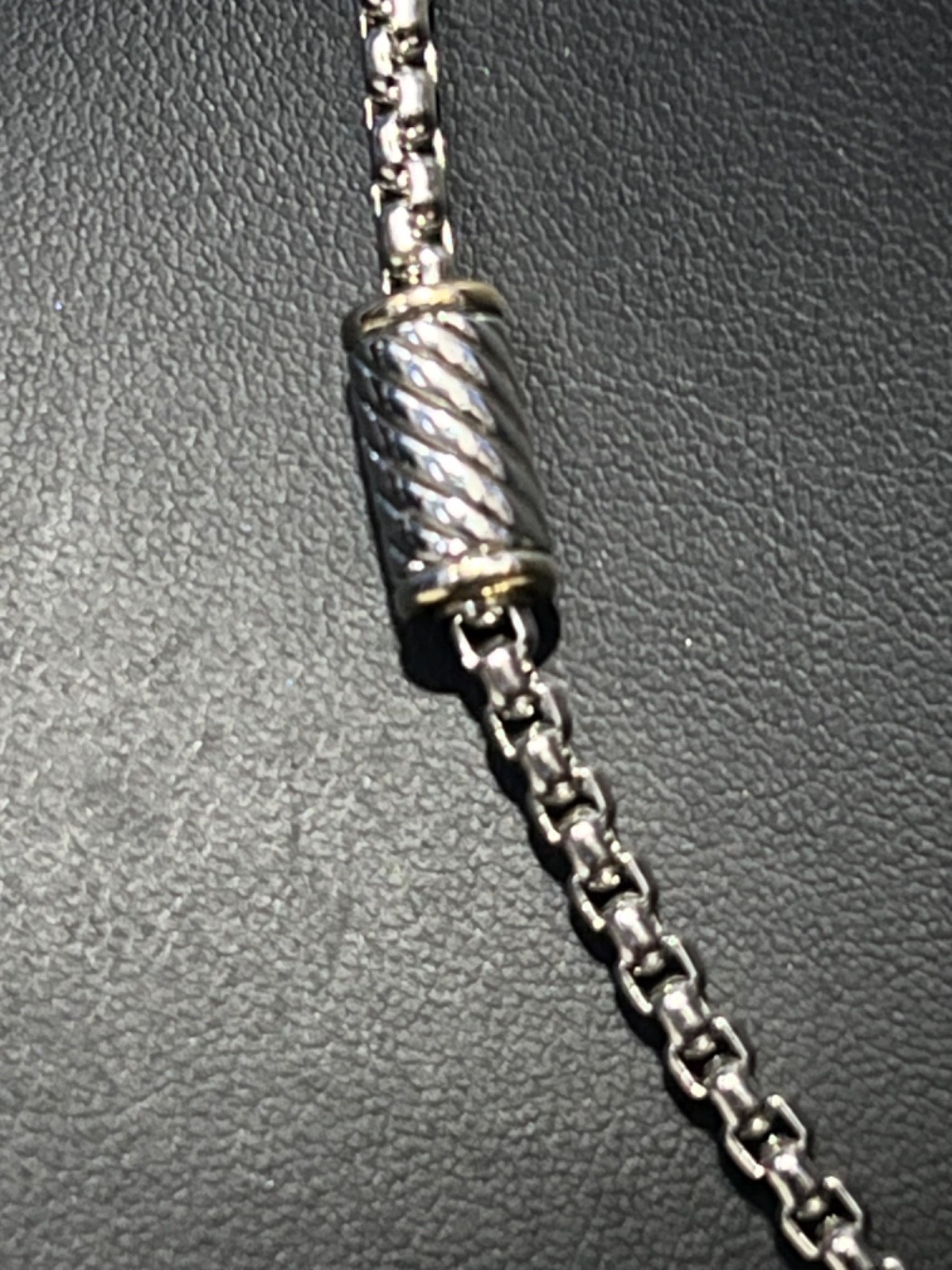 Silver and Gold-tone Chunky Square Pendant on Rolo Chain Necklace w/ Earrings