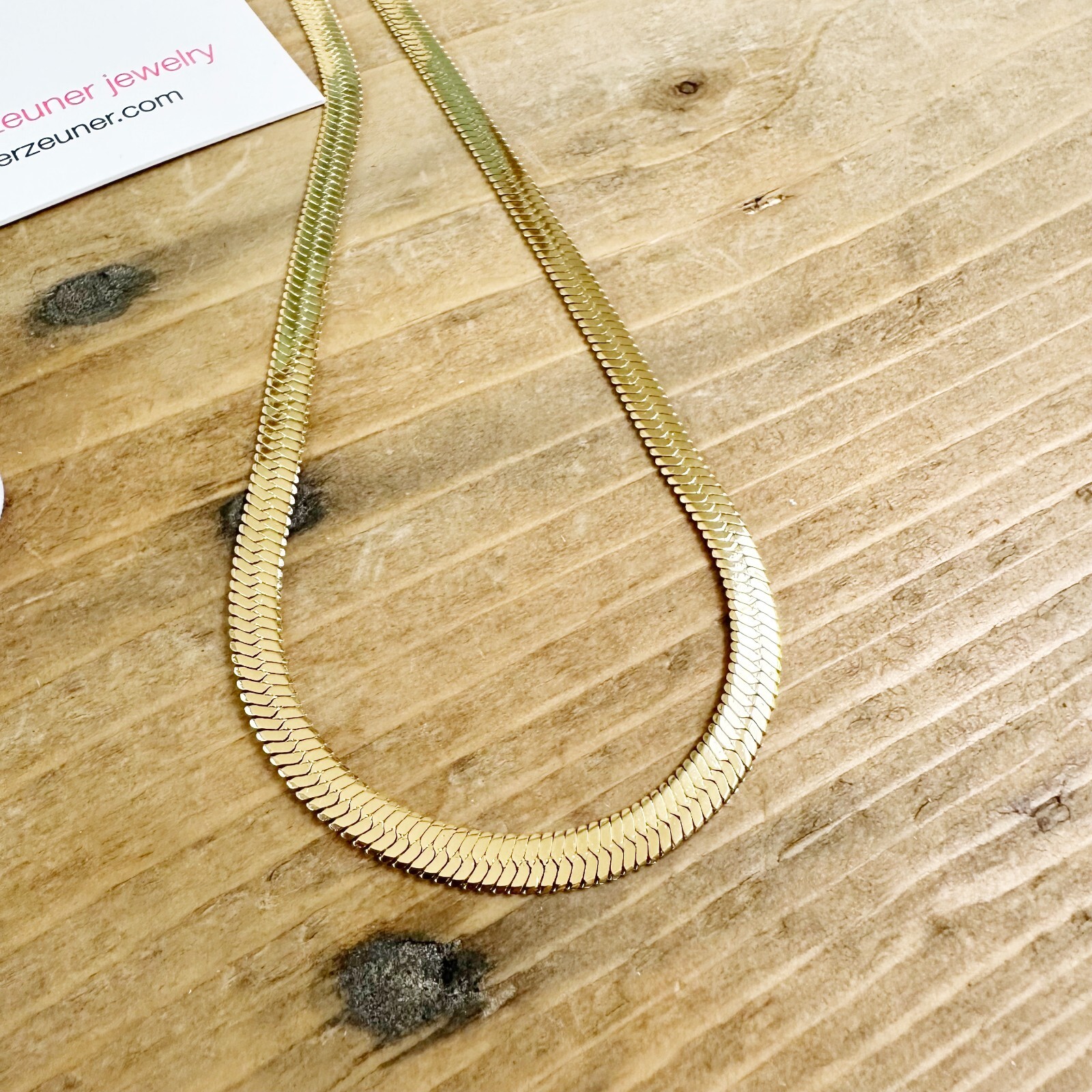 Jennifer Zeuner Hamilton Herringbone 14K Yellow Gold IP Plating Necklace 16″ NWT