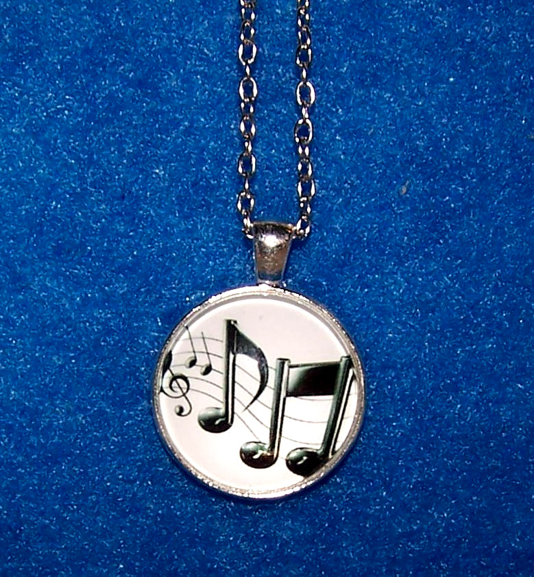 MUSIC BAND ROCK NOTE pendant Silver 20″ Necklace women mom men FASHION GIFT