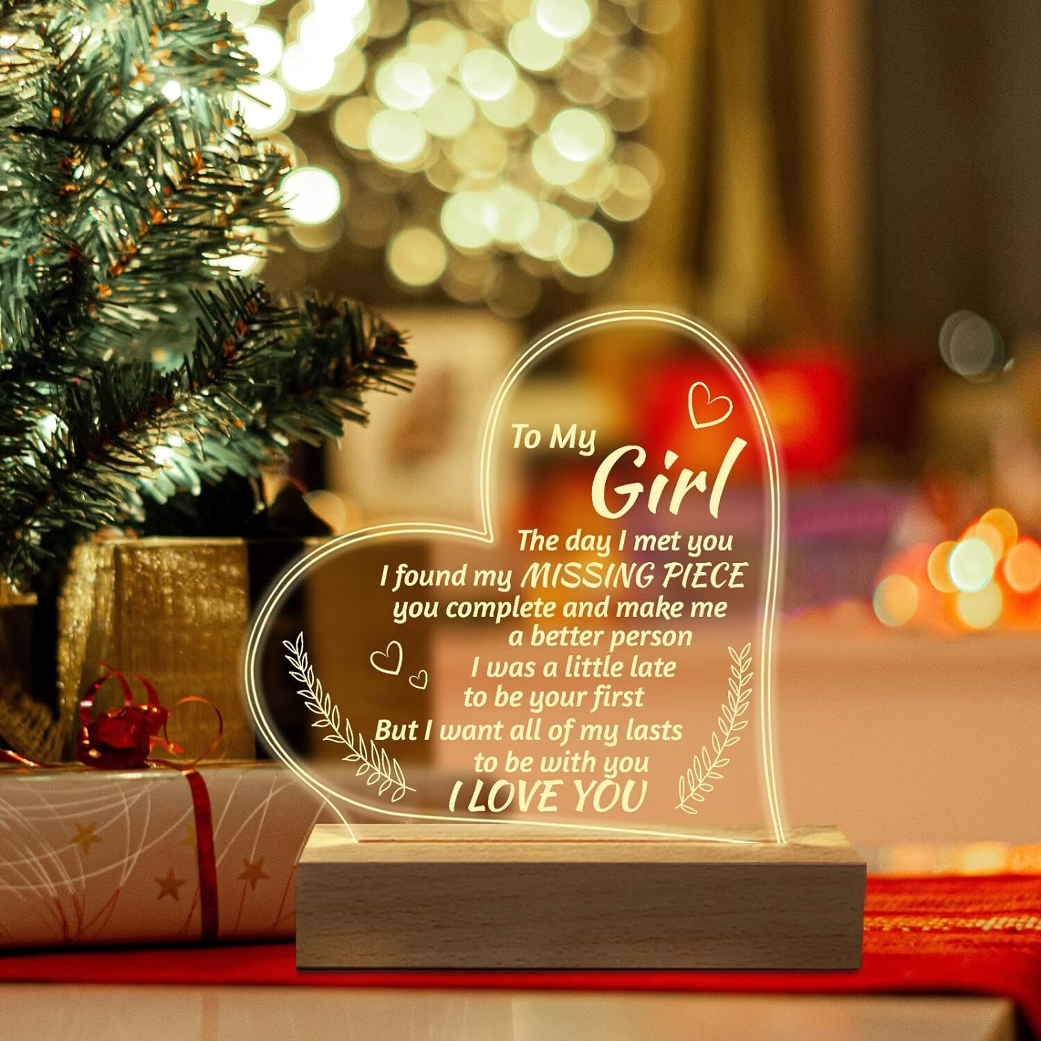 Romantic Gifts for Girlfriend to My Girlfriend Engraved Night Light I Love You