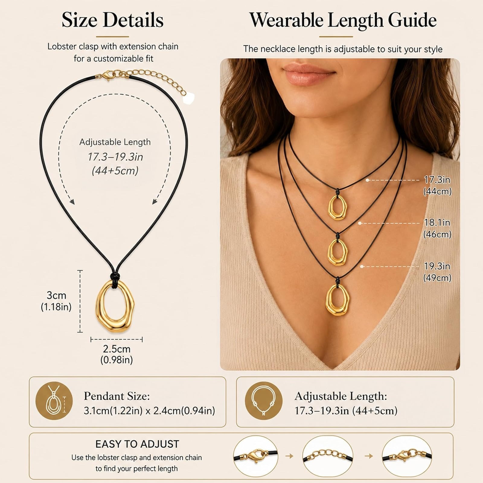Boho Gold Pendant Necklace for Women – Chunky Statement Jewelry
